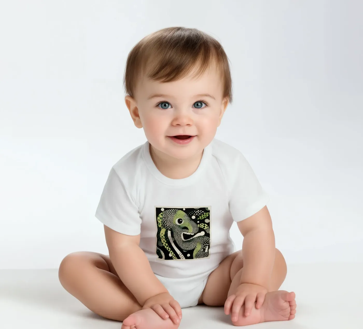 Grüne Python Kurzarm Babybody von Minimal Animal Art