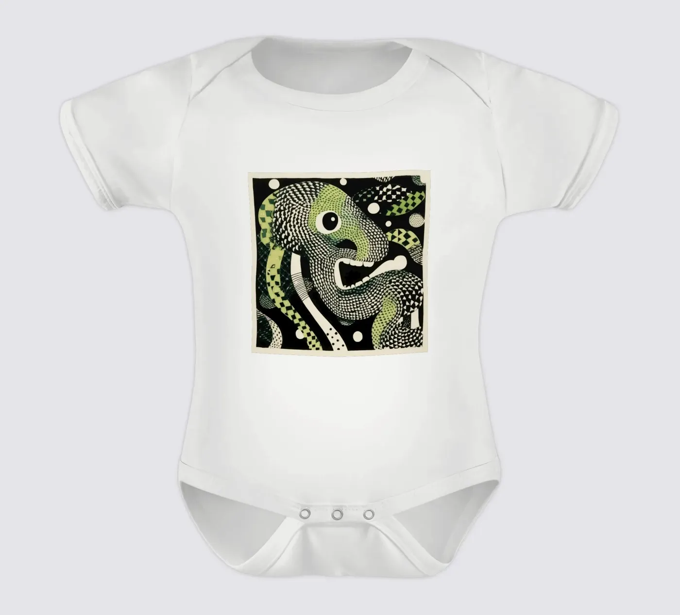 Grüne Python Kurzarm Babybody von Minimal Animal Art