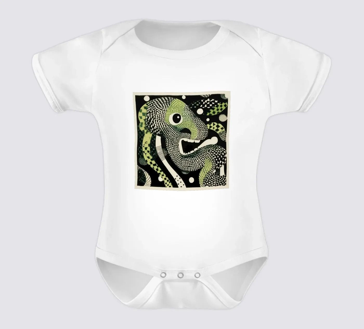 Grüne Python Kurzarm Babybody von Minimal Animal Art