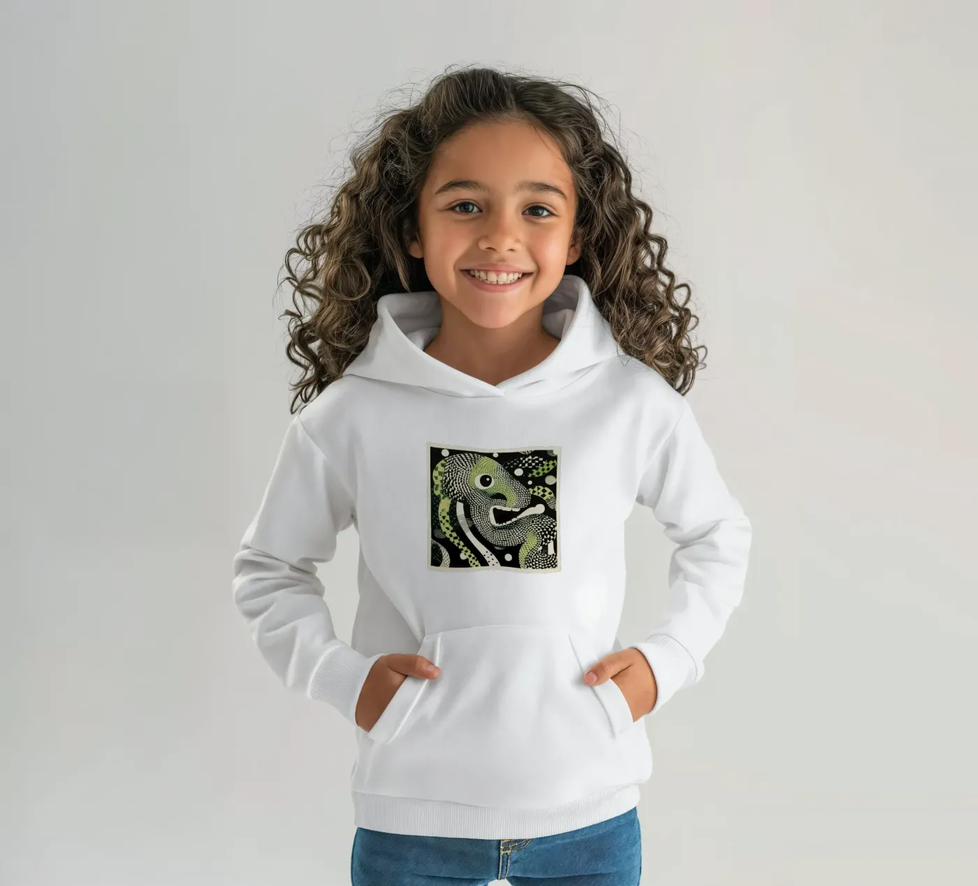 Green Python kinder hoodie van Minimal Animal Art