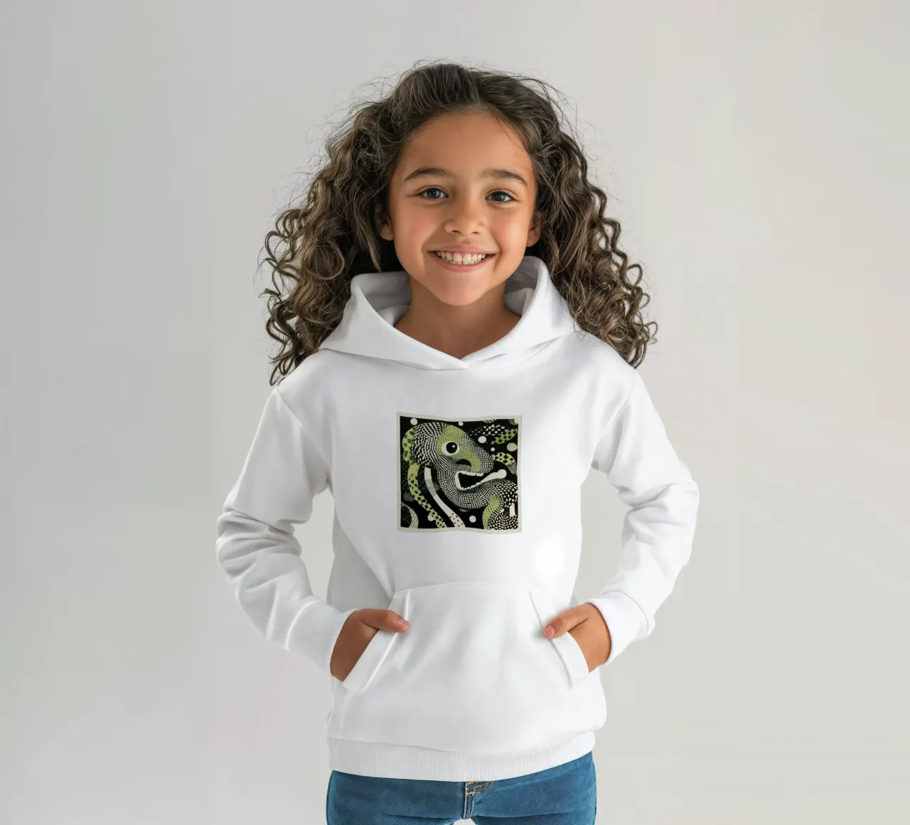 Green Python kinder hoodie van Minimal Animal Art