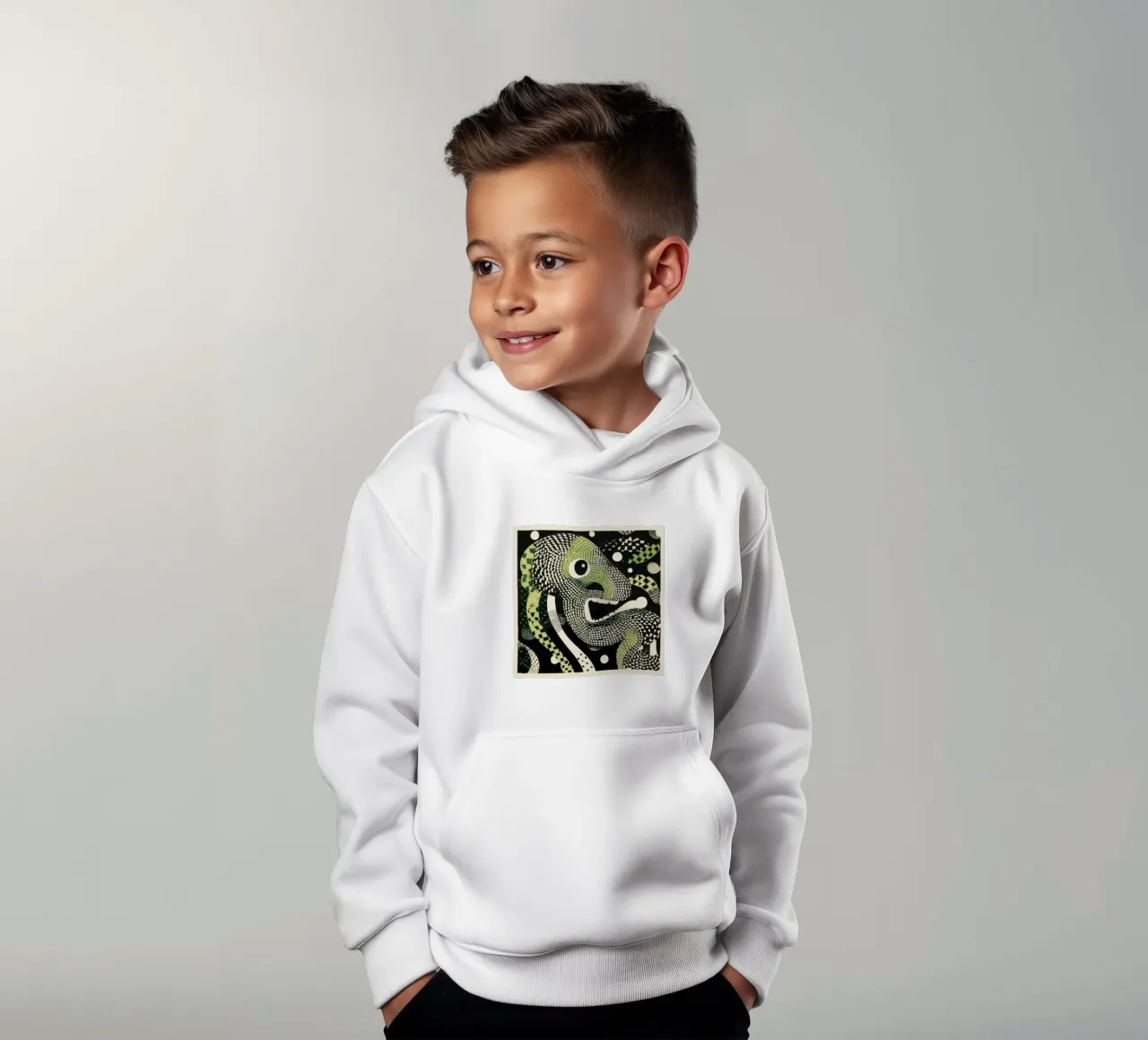 Green Python kinder hoodie van Minimal Animal Art