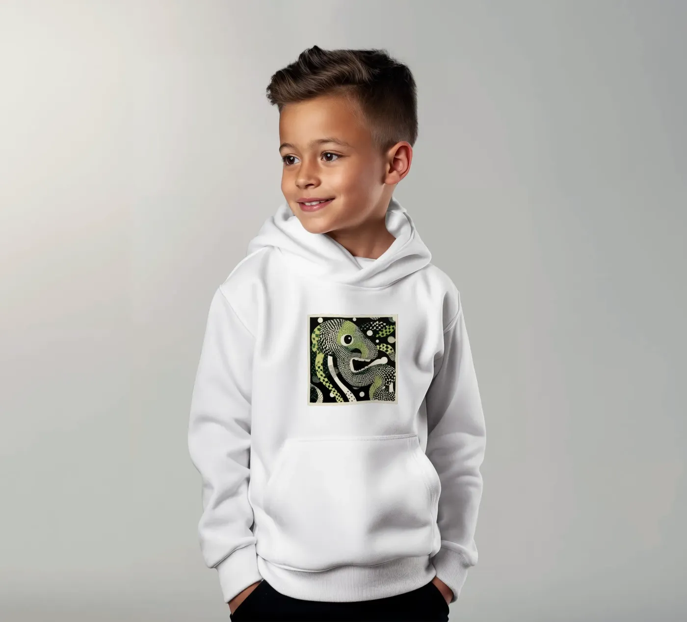 Green Python kinder hoodie van Minimal Animal Art