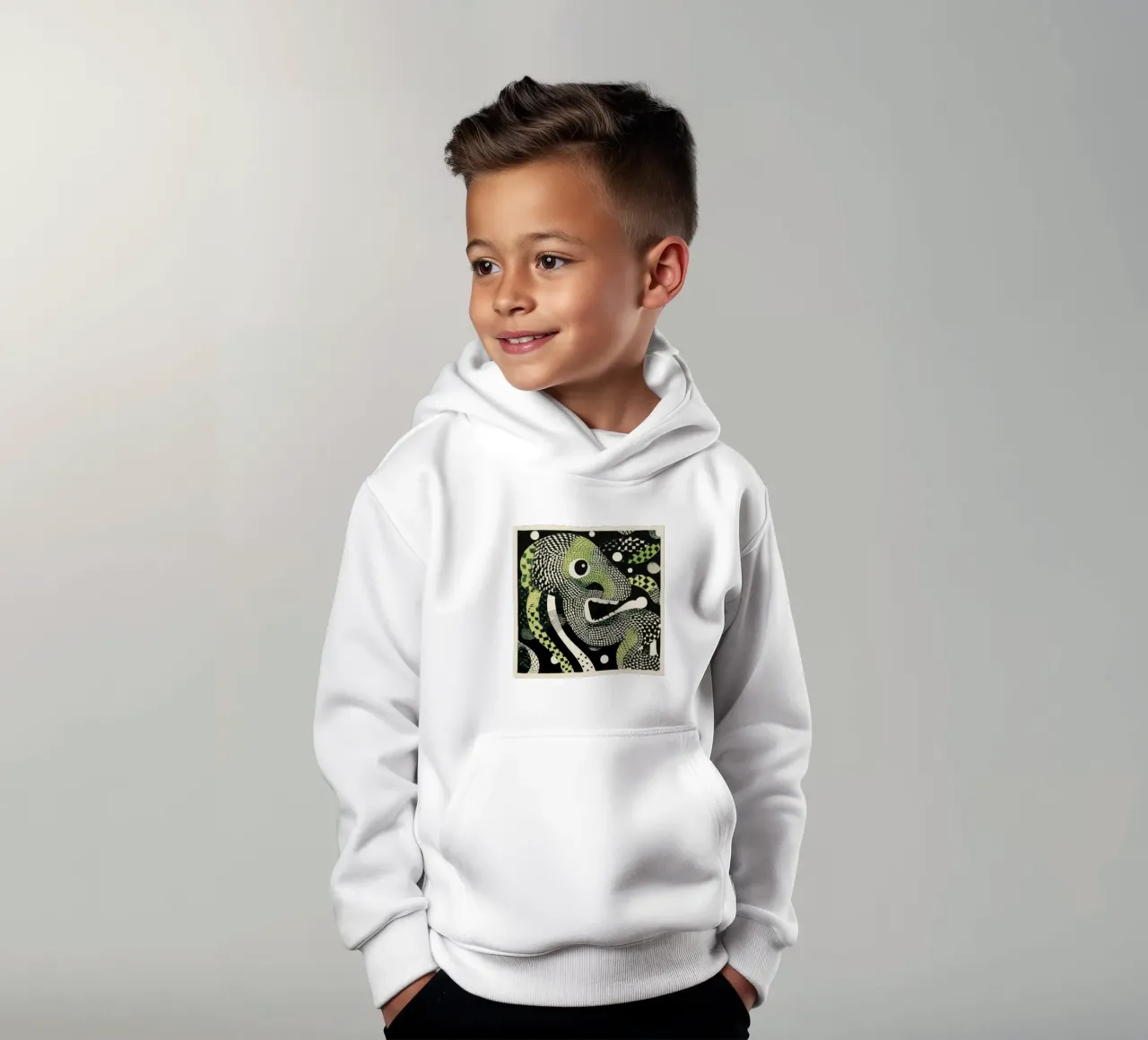 Green Python kinder hoodie van Minimal Animal Art