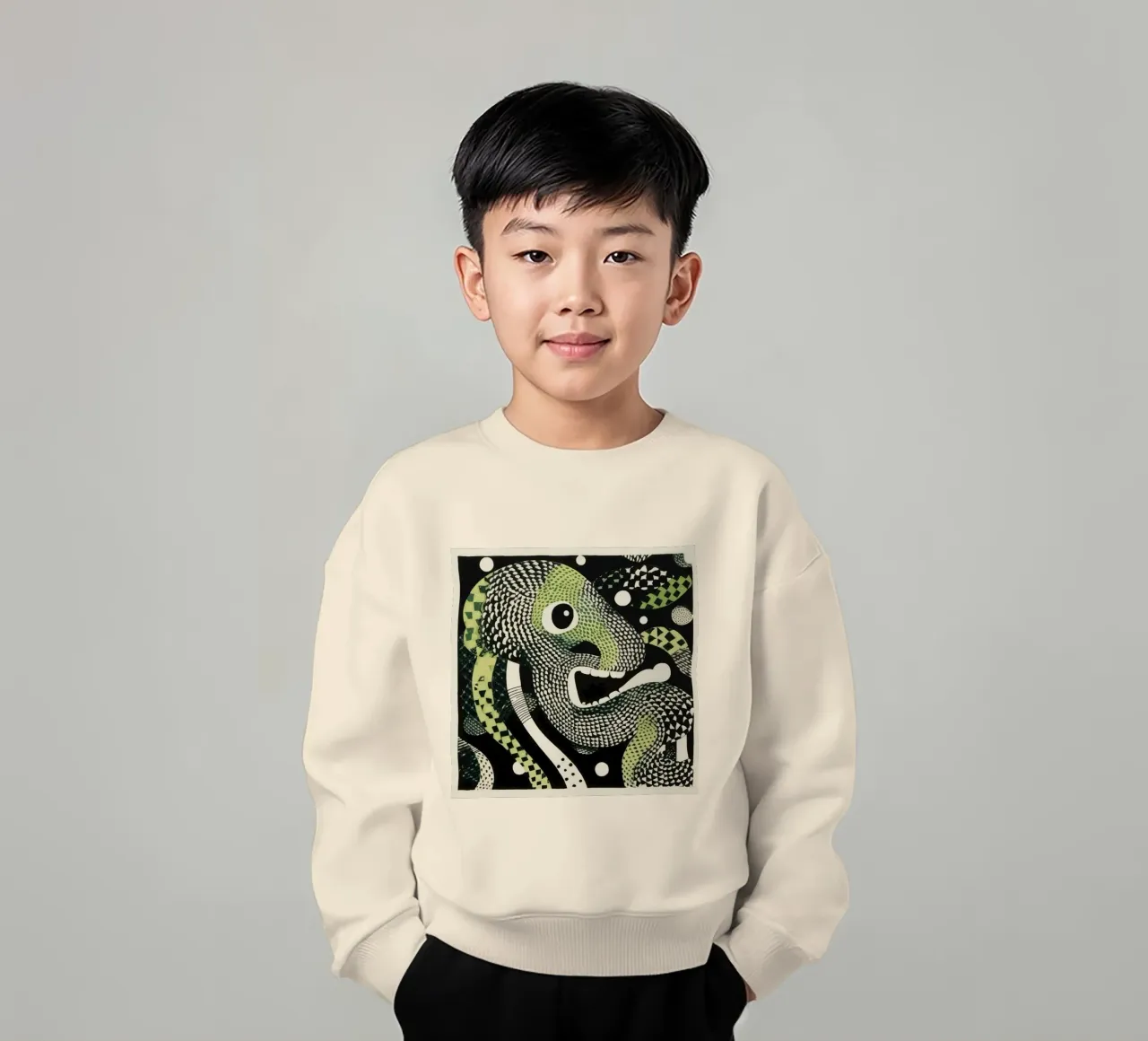 Grüne Python Kinder Sweatshirt von Minimal Animal Art