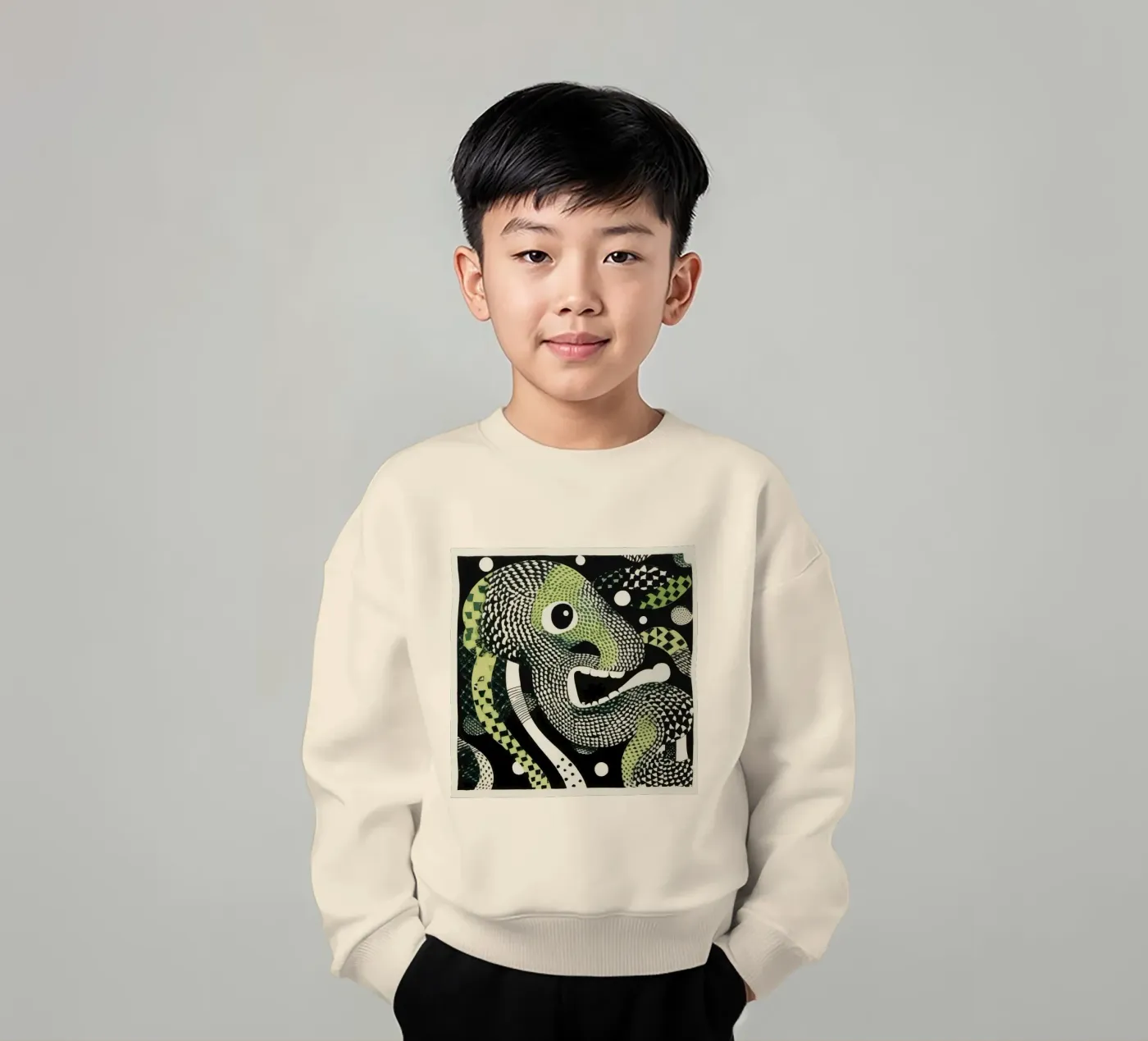 Green Python Kinder Sweatshirt von Minimal Animal Art