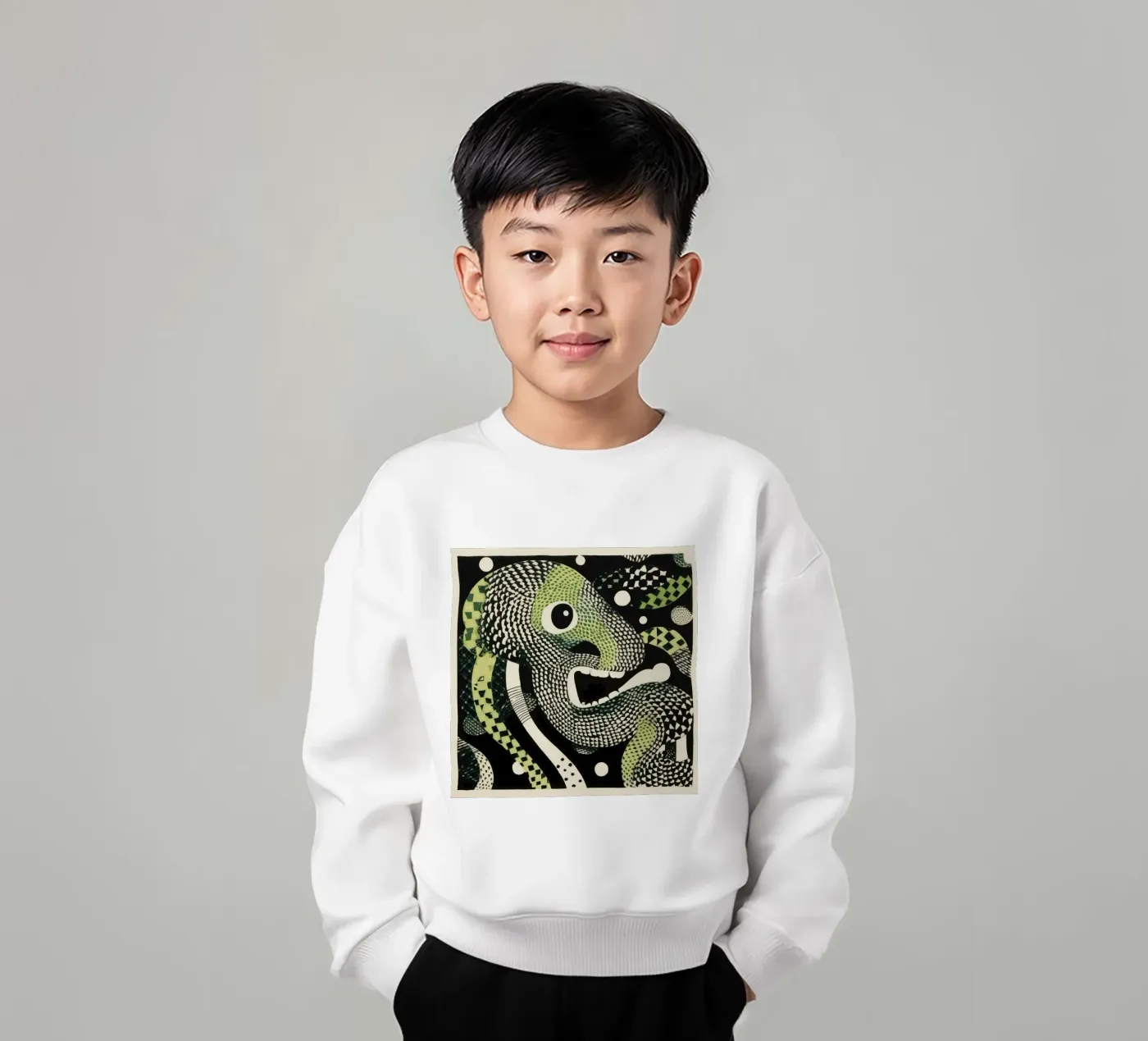 Green Python Kinder Sweatshirt von Minimal Animal Art
