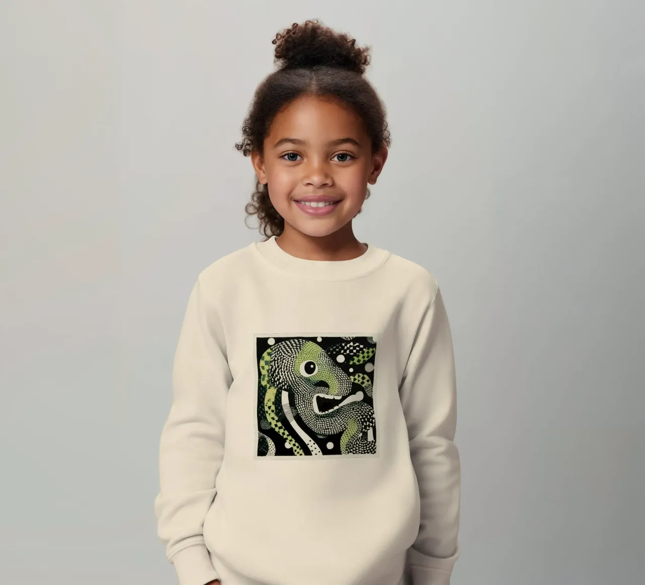Grüne Python Kinder Sweatshirt von Minimal Animal Art