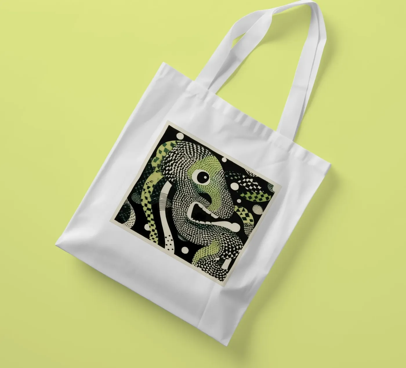 Grüne Python Jutebeutel von Minimal Animal Art