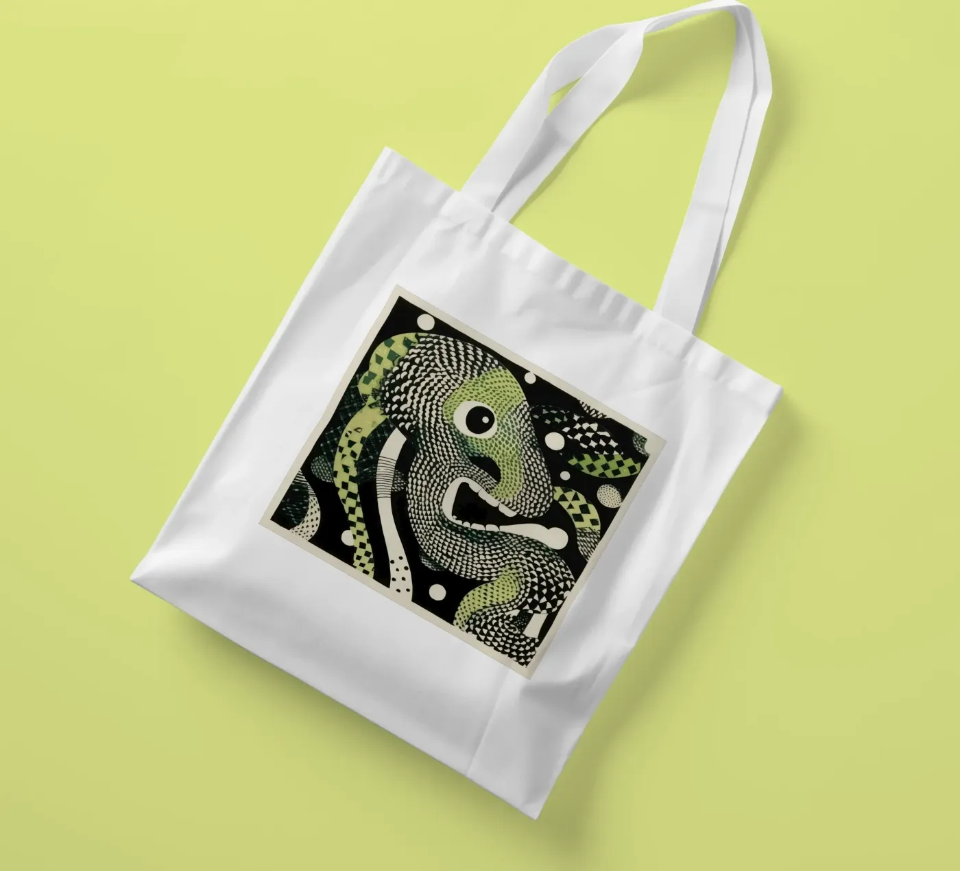 Grüne Python Jutebeutel von Minimal Animal Art