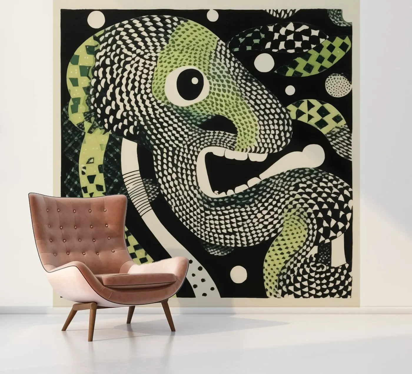 Green Python Fototapete von Minimal Animal Art