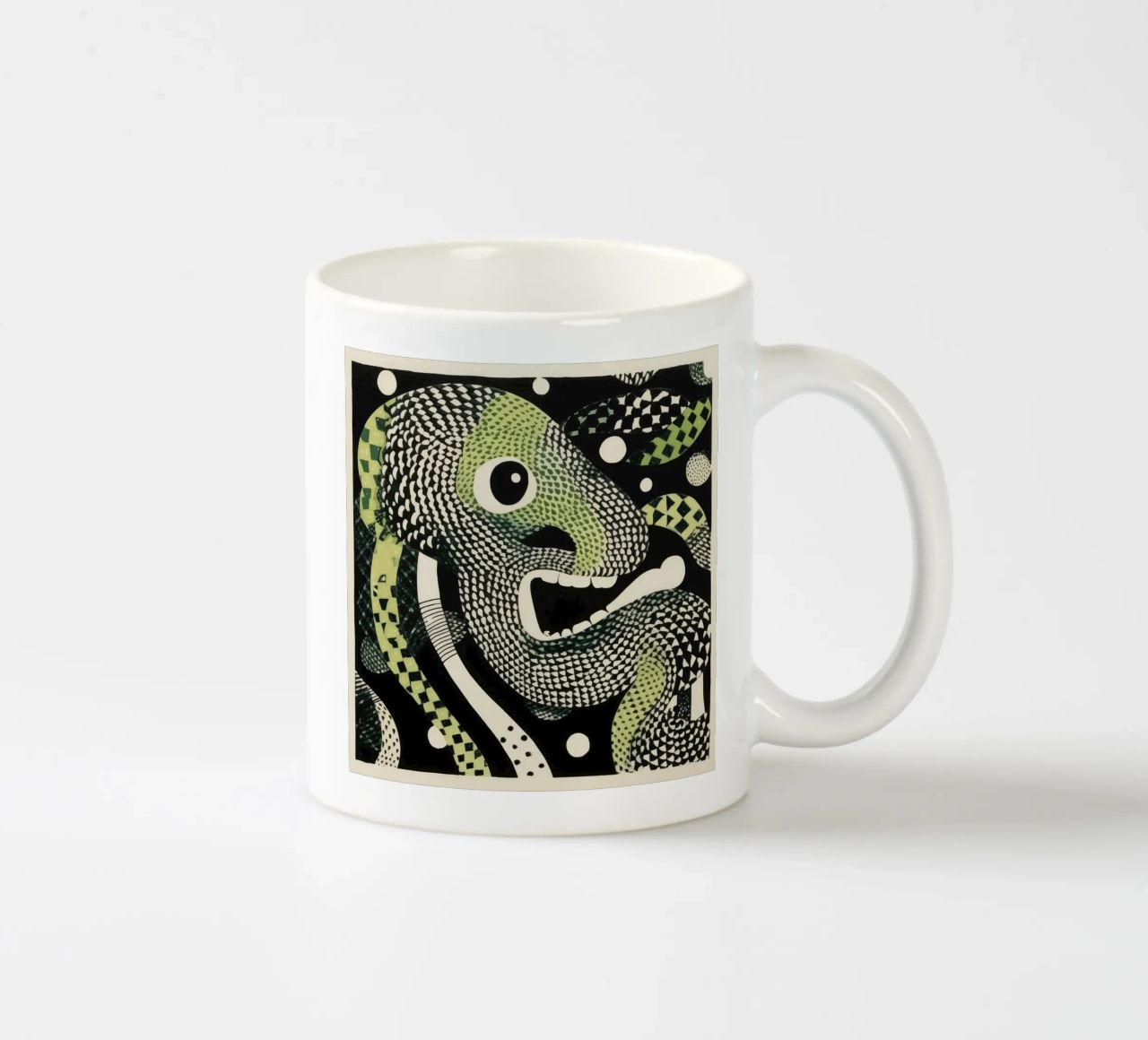 Groene python 2 keramische mok van Minimal Animal Art