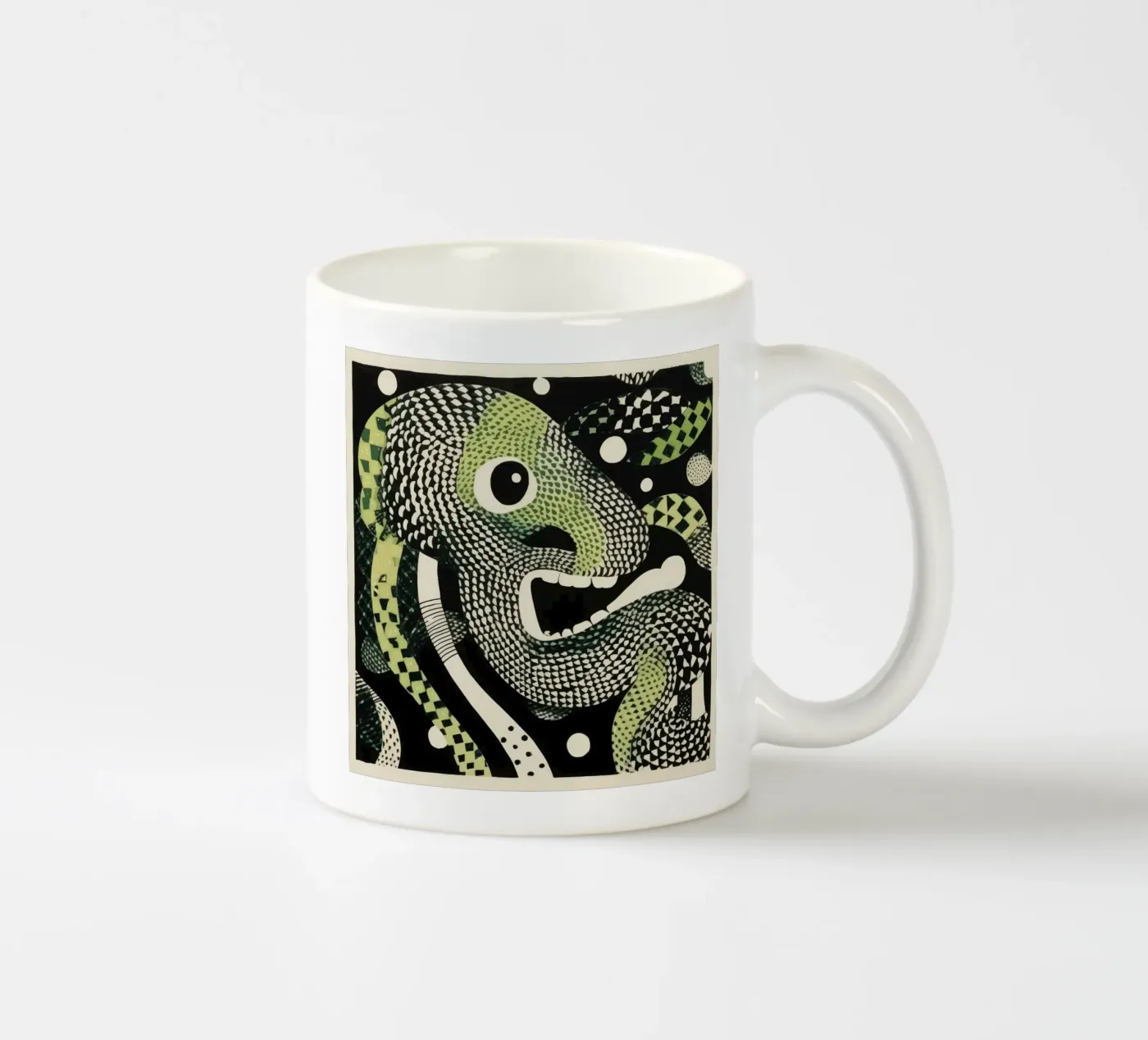 Green Python ceramic mug by Minimal Animal Art
