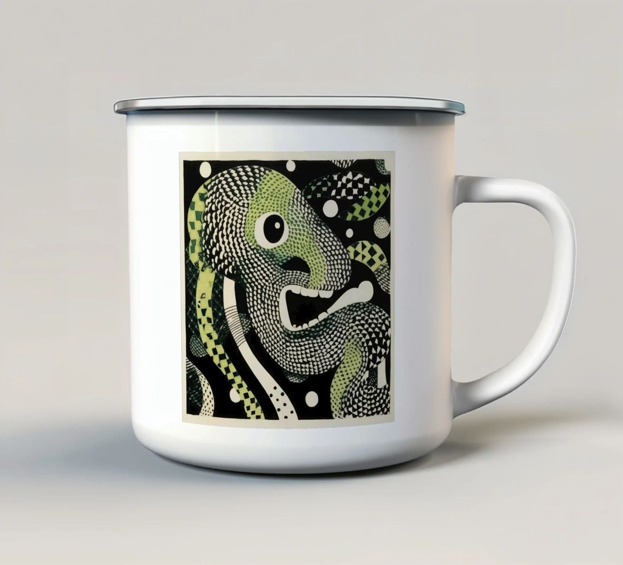 Pitone Verde 2 tazza in smalto da Minimal Animal Art