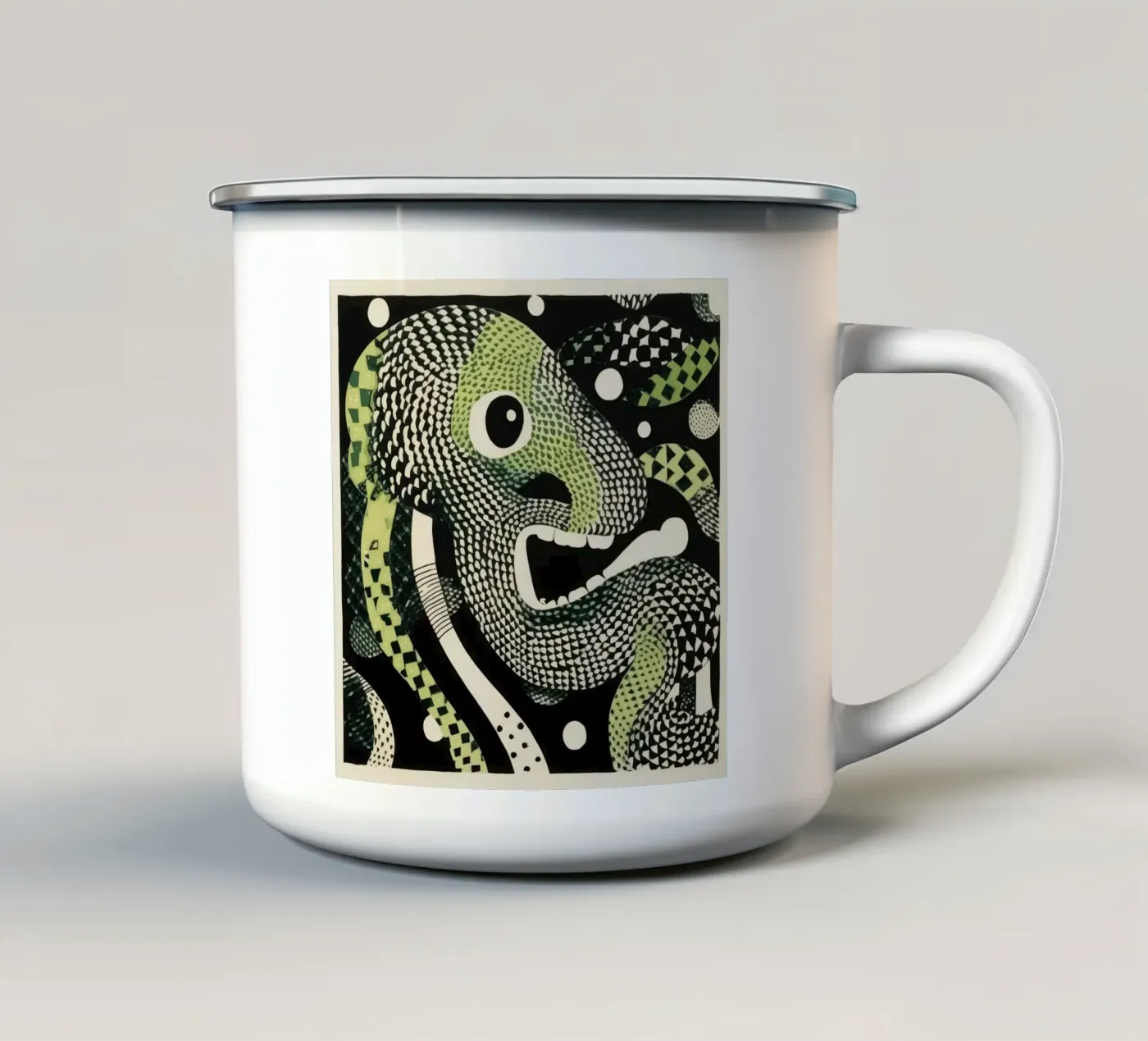 Green Python Emaille Tasse von Minimal Animal Art