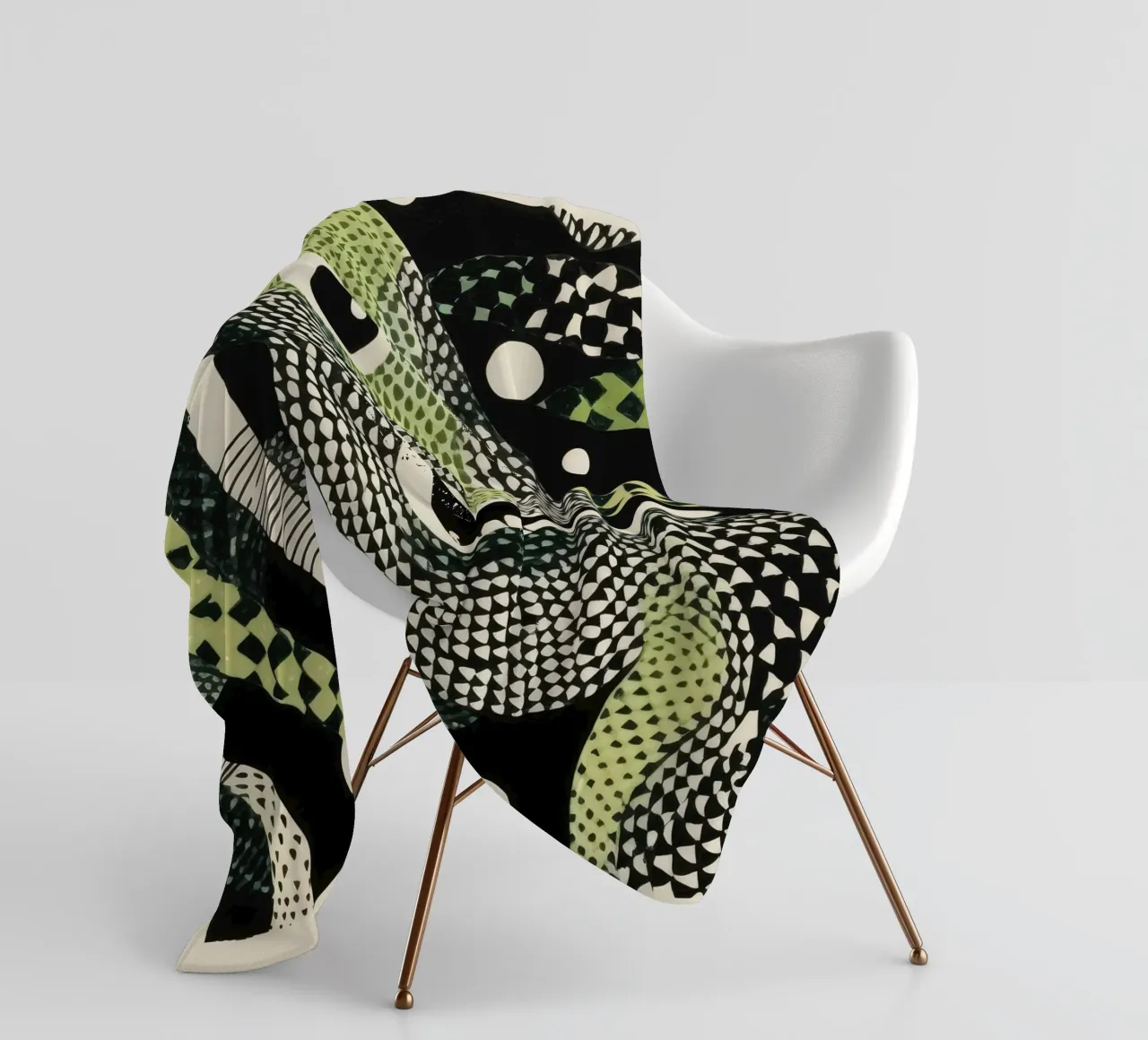 Groene python 2 fleecedeken van Minimal Animal Art