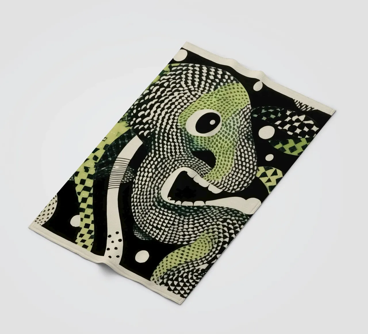 Groene python 2 fleecedeken van Minimal Animal Art