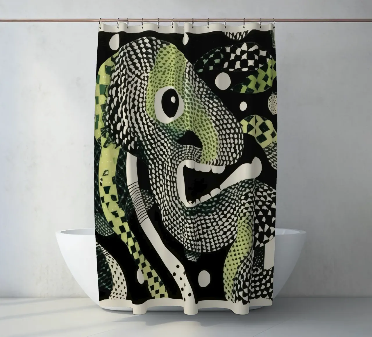 Groene python 2 douchegordijn van Minimal Animal Art