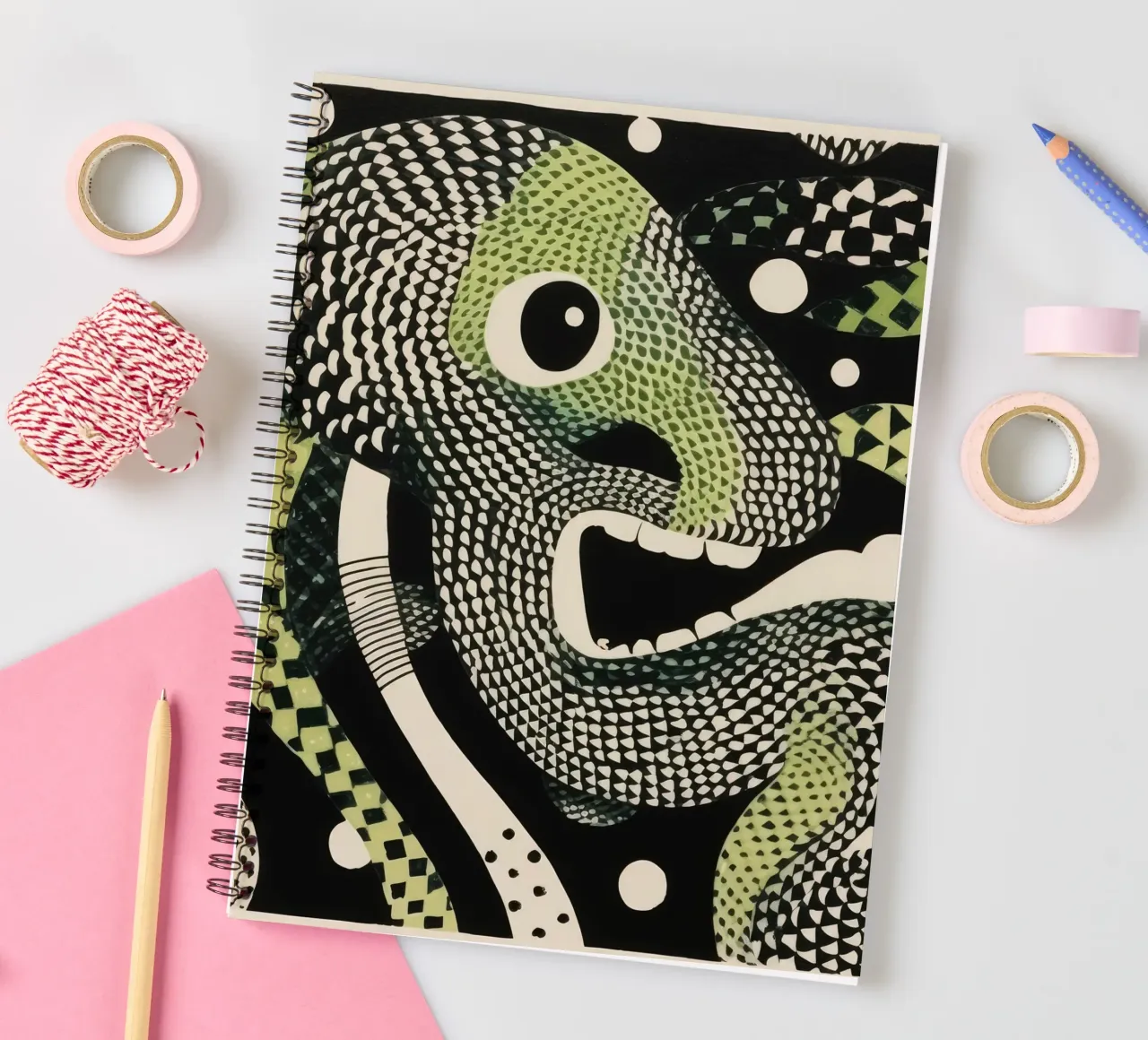 Green Python 2 spiral notebook by Minimal Animal Art