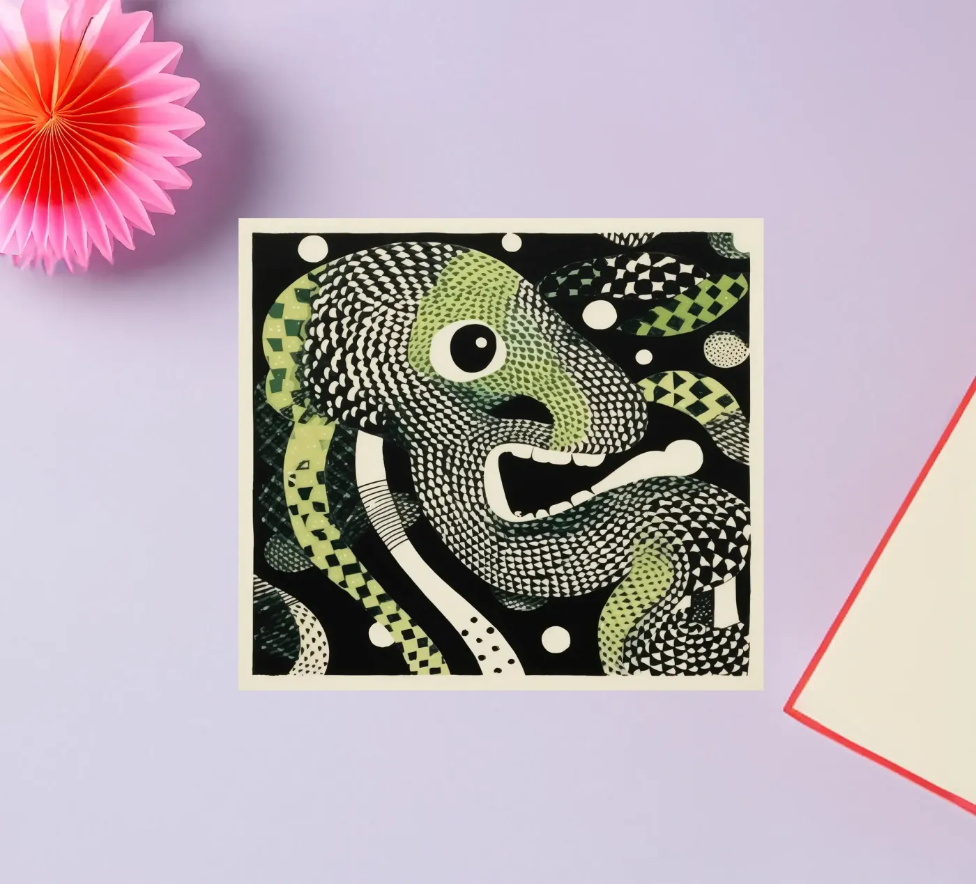 Green Python sticker by Minimal Animal Art