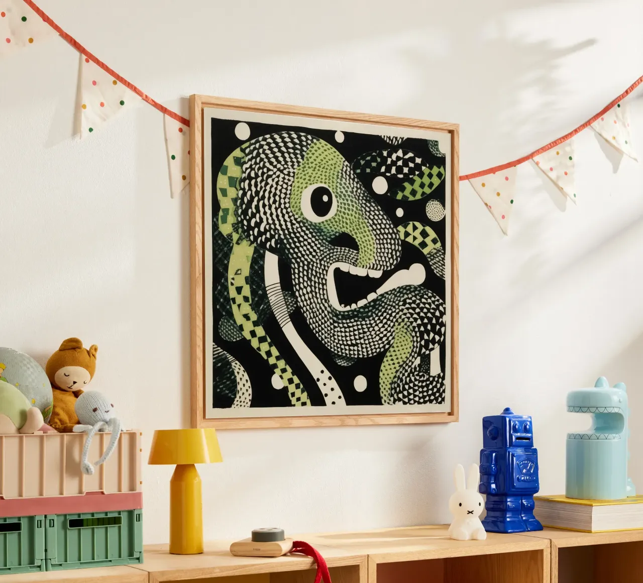 Green Python Acryl-Glas von Minimal Animal Art