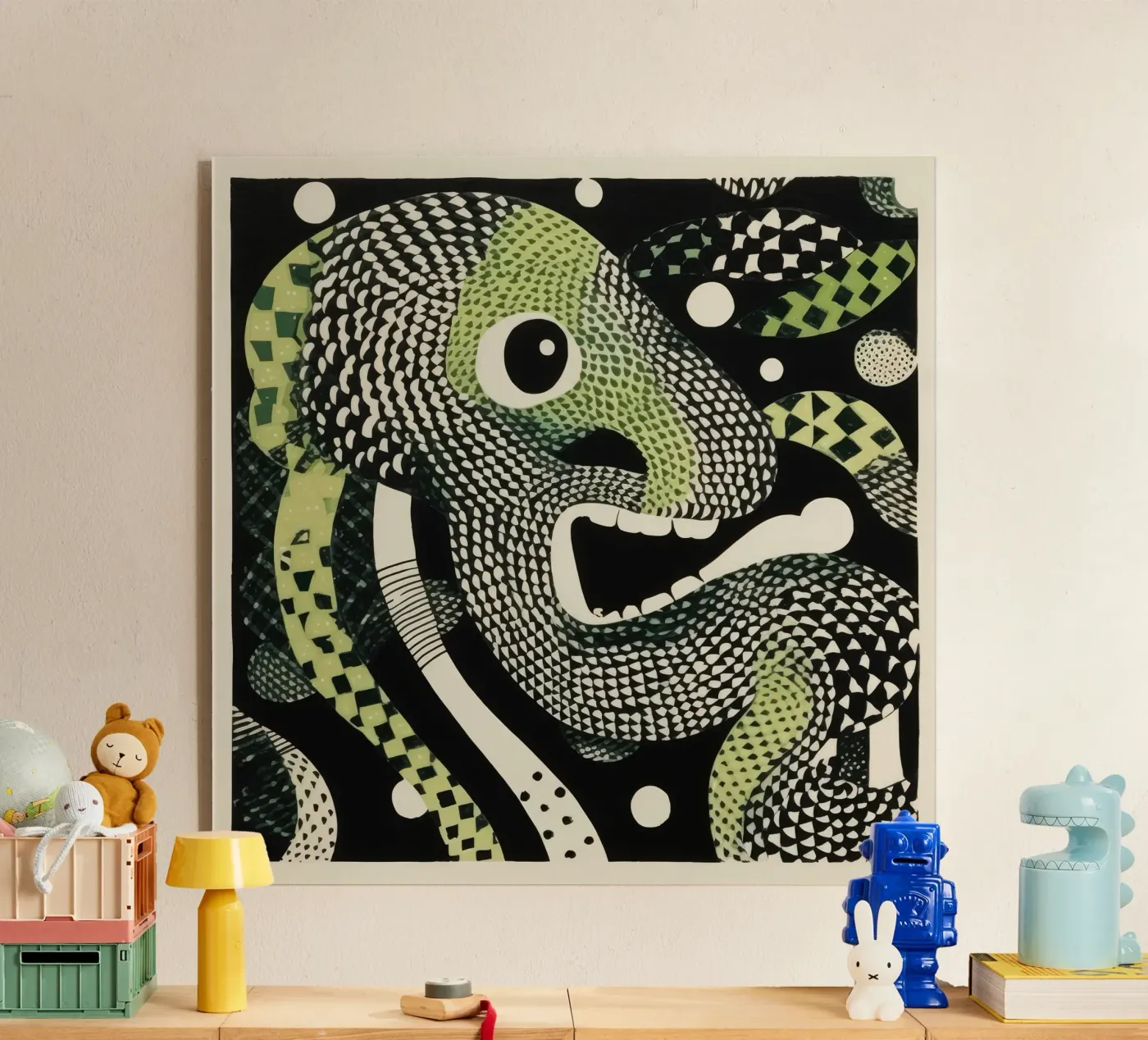 Green Python acrylic glass by Minimal Animal Art