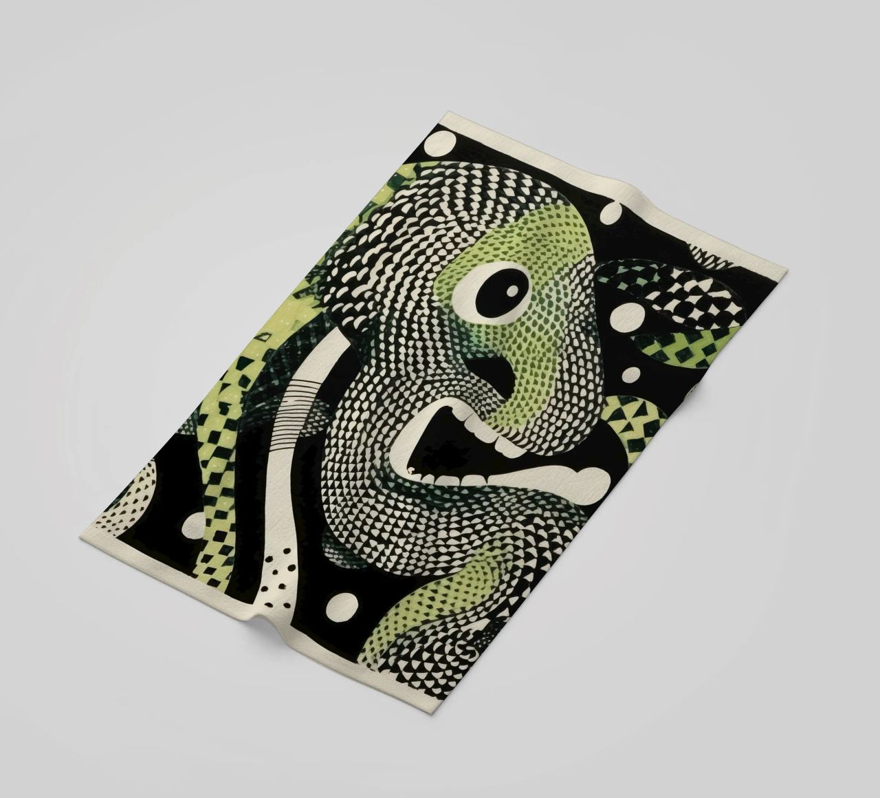 Groene python 2 strandhanddoek van Minimal Animal Art