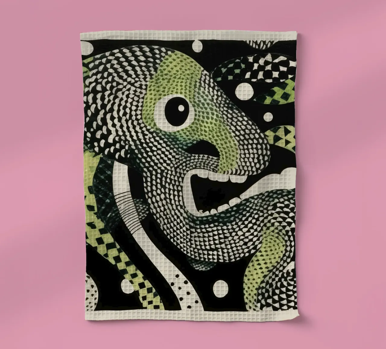 Grüne Python 2 Geschirrtuch von Minimal Animal Art