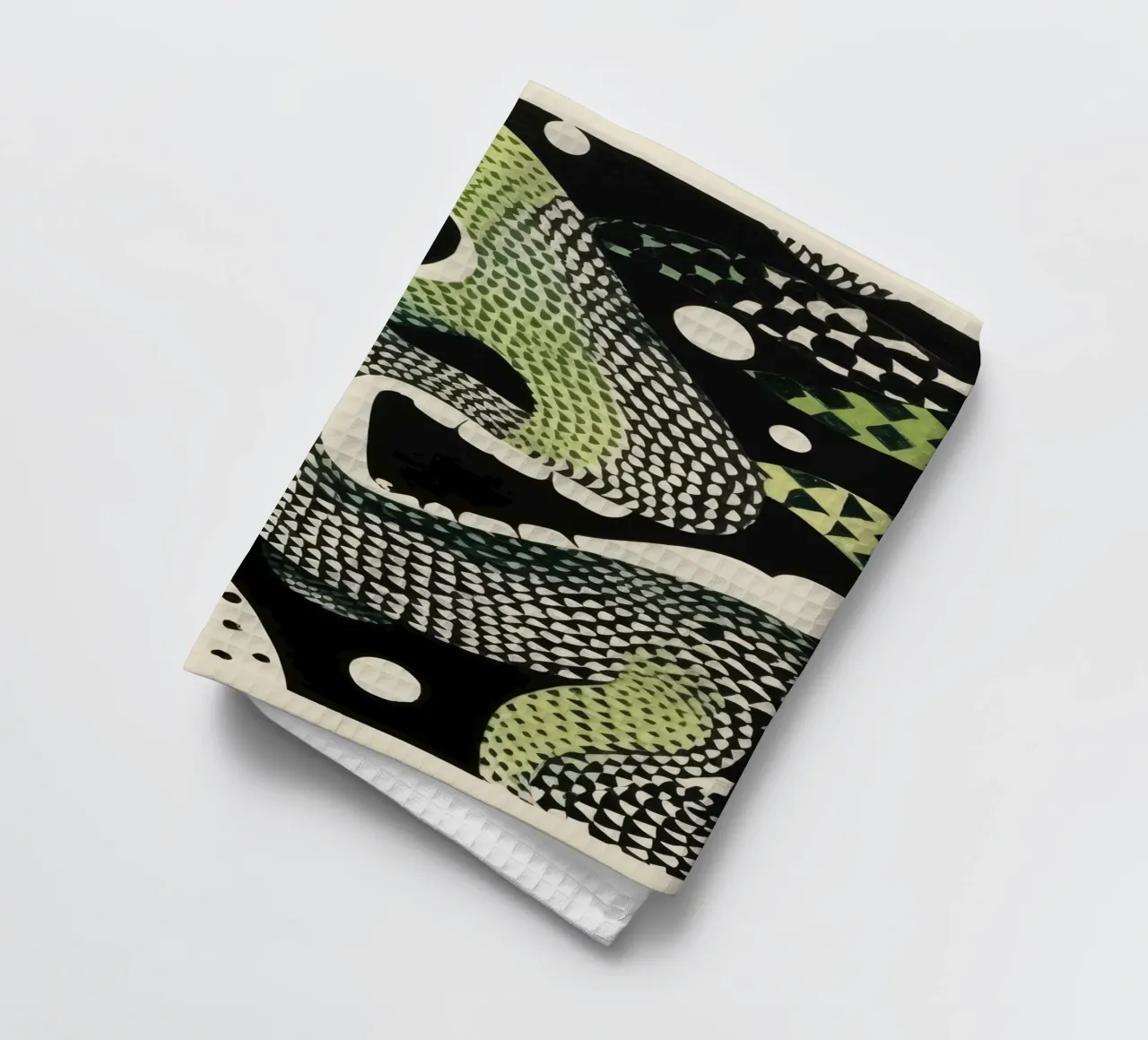 Grüne Python 2 Geschirrtuch von Minimal Animal Art