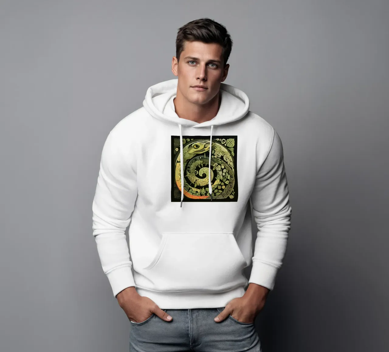 Green Python hoodie by Minimal Animal Art