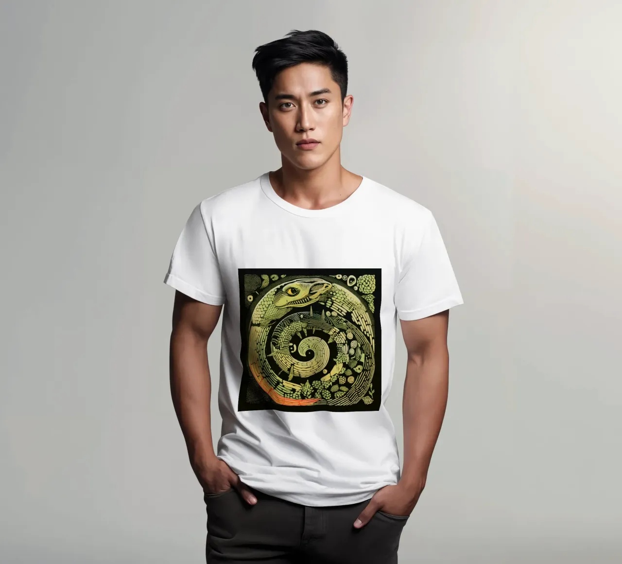 Green Python t-shirt by Minimal Animal Art