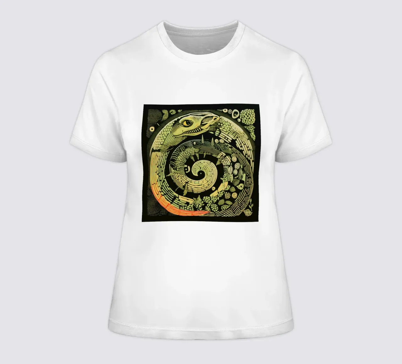 Green Python dames t-shirt getailleerd van Minimal Animal Art