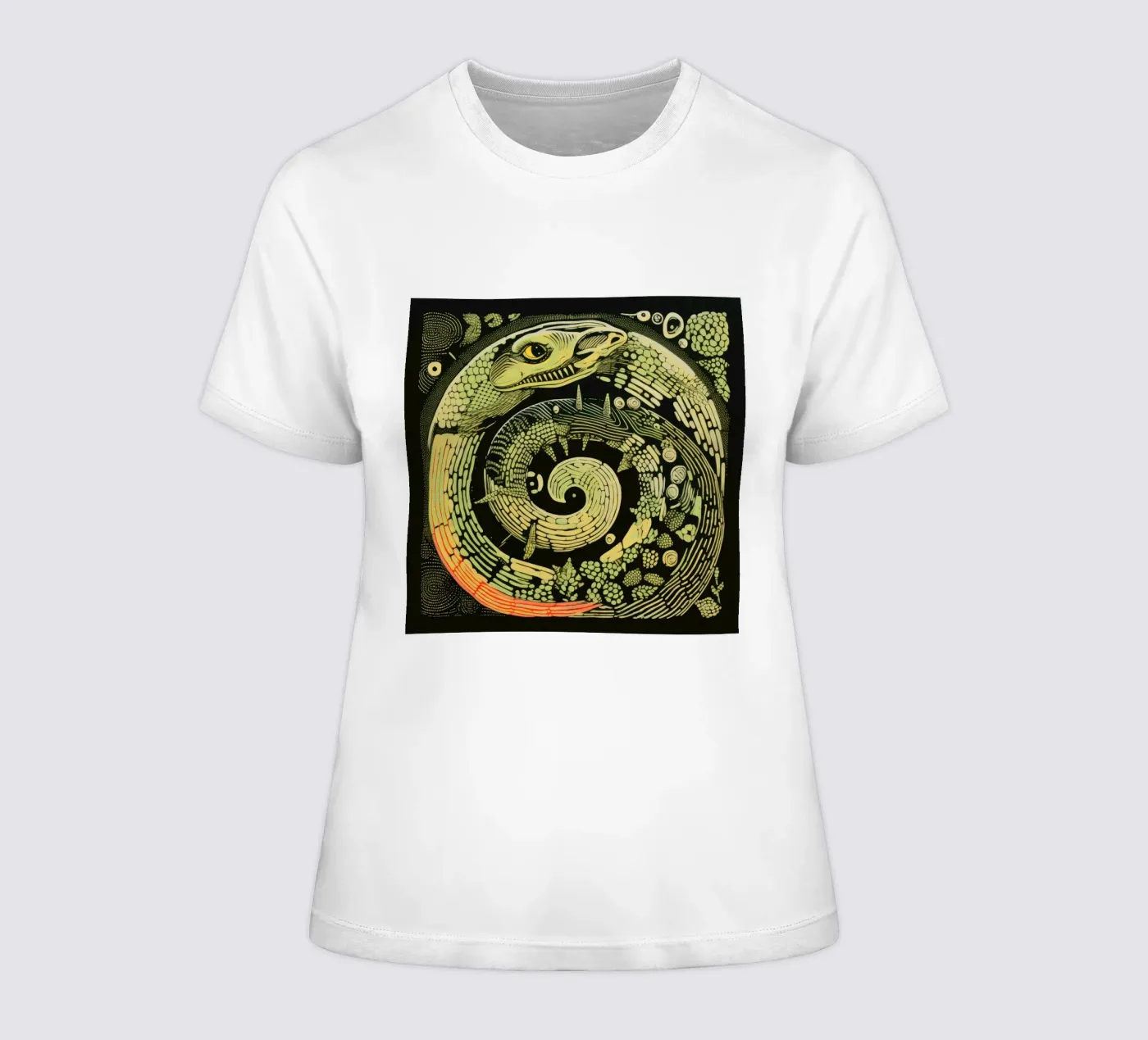 Green Python dames t-shirt getailleerd van Minimal Animal Art
