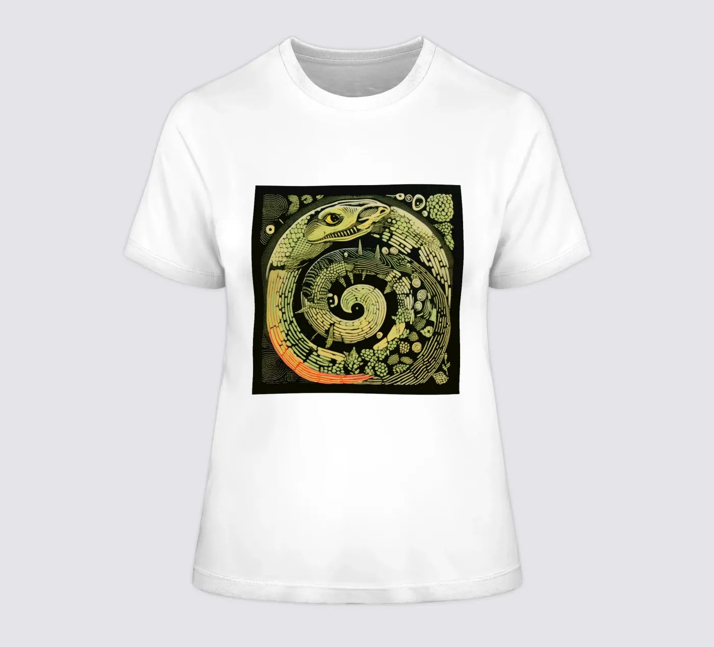 Green Python dames t-shirt getailleerd van Minimal Animal Art
