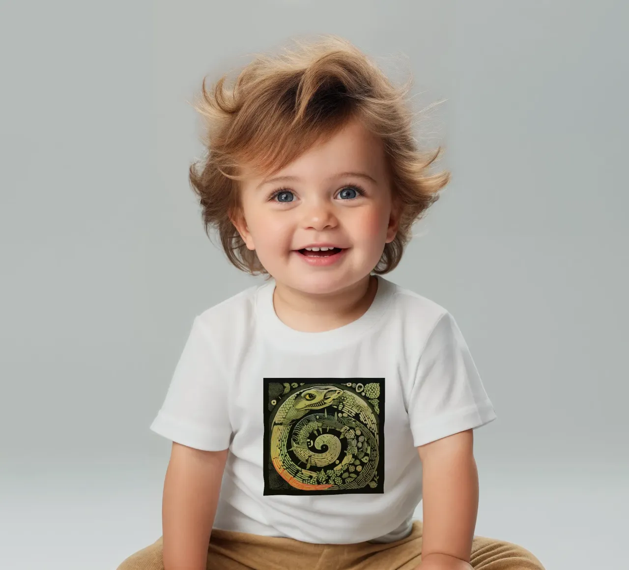 Green Python maglietta neonato da Minimal Animal Art