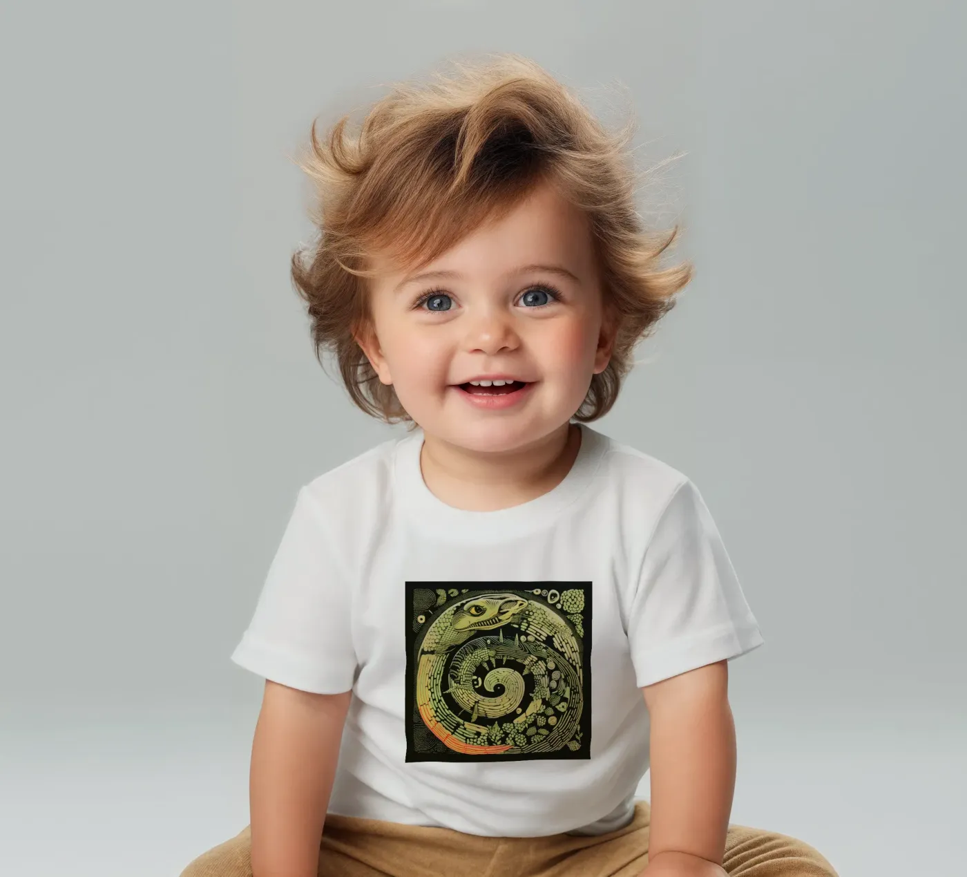 Pitone verde maglietta neonato da Minimal Animal Art