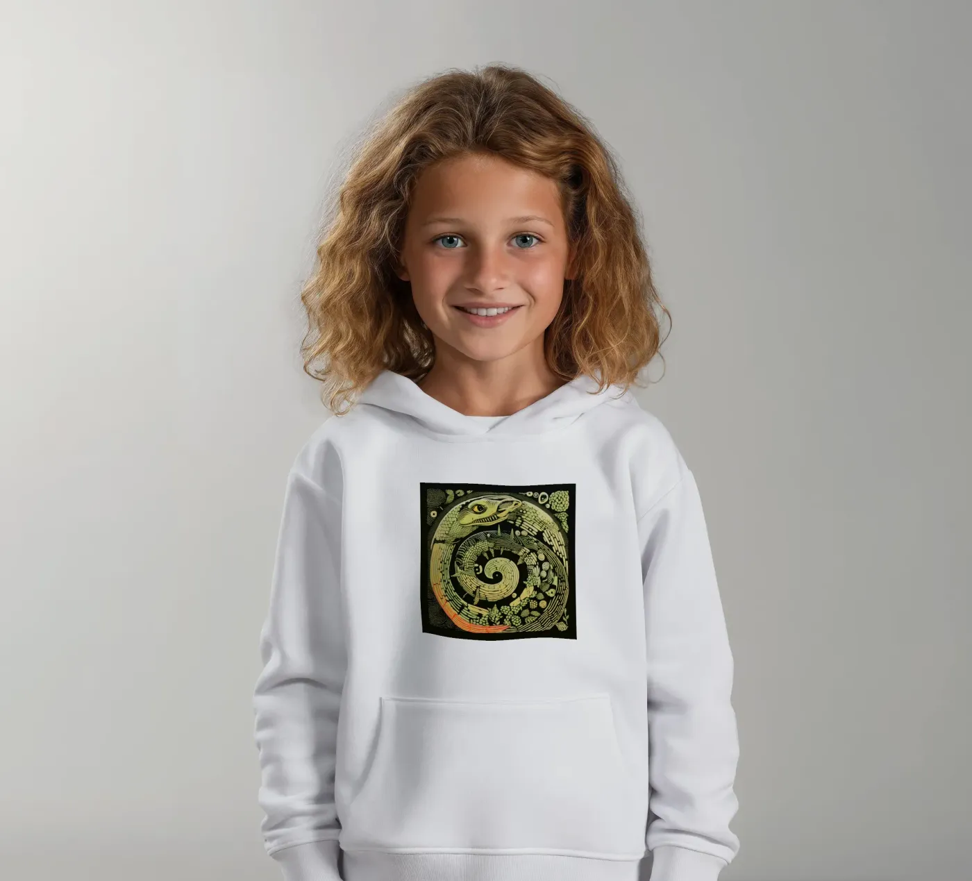 Green Python kinder hoodie van Minimal Animal Art