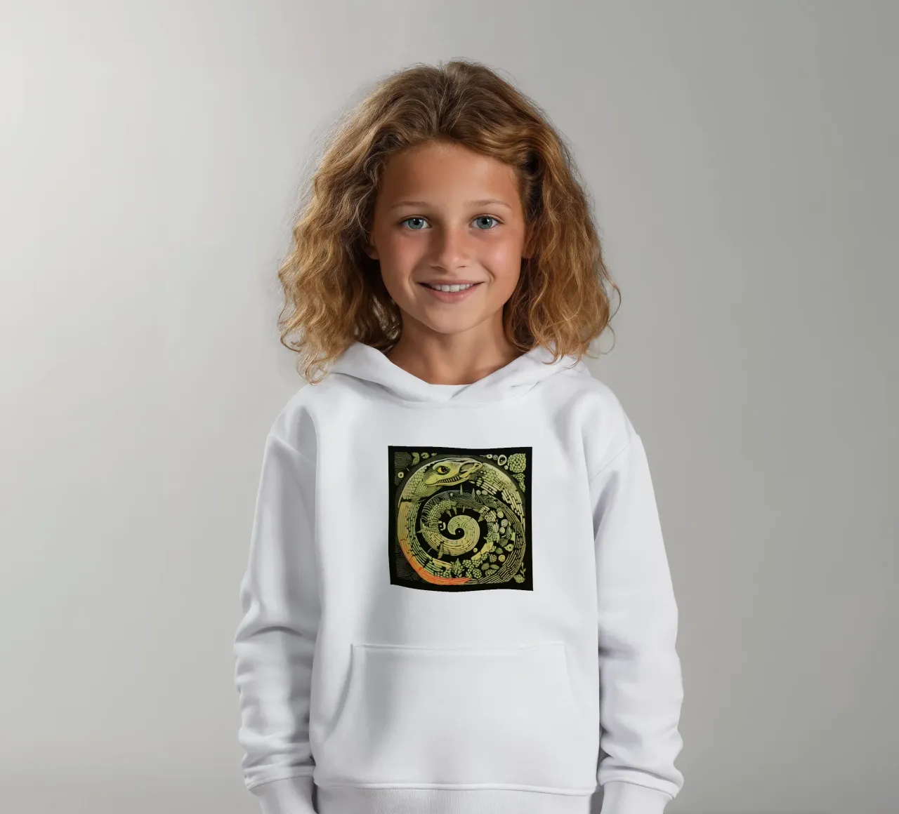 Grüne Python Kinder Hoodie von Minimal Animal Art