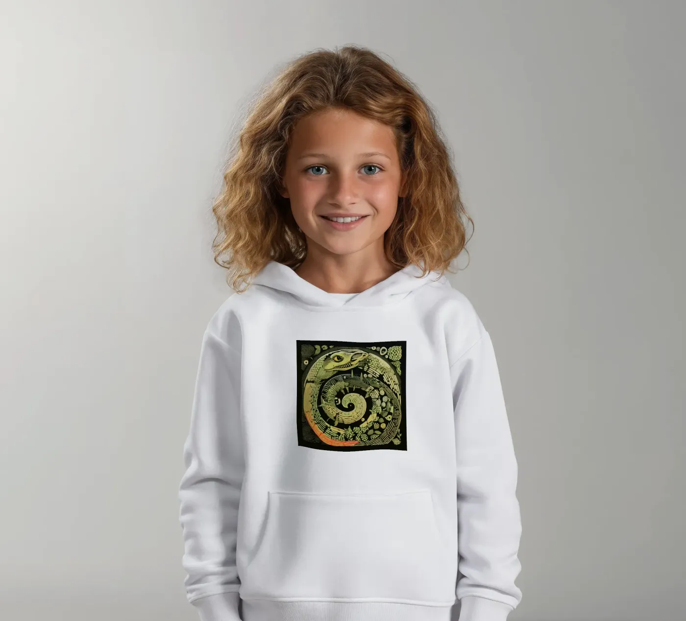 Green Python kinder hoodie van Minimal Animal Art