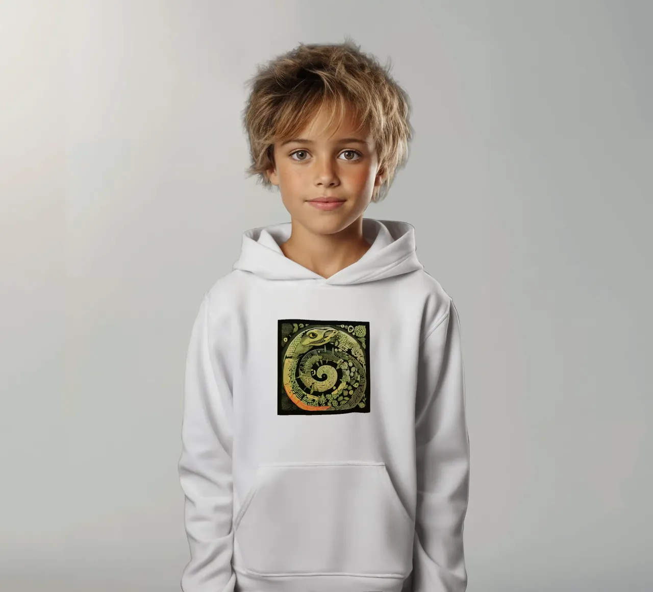 Grüne Python Kinder Hoodie von Minimal Animal Art