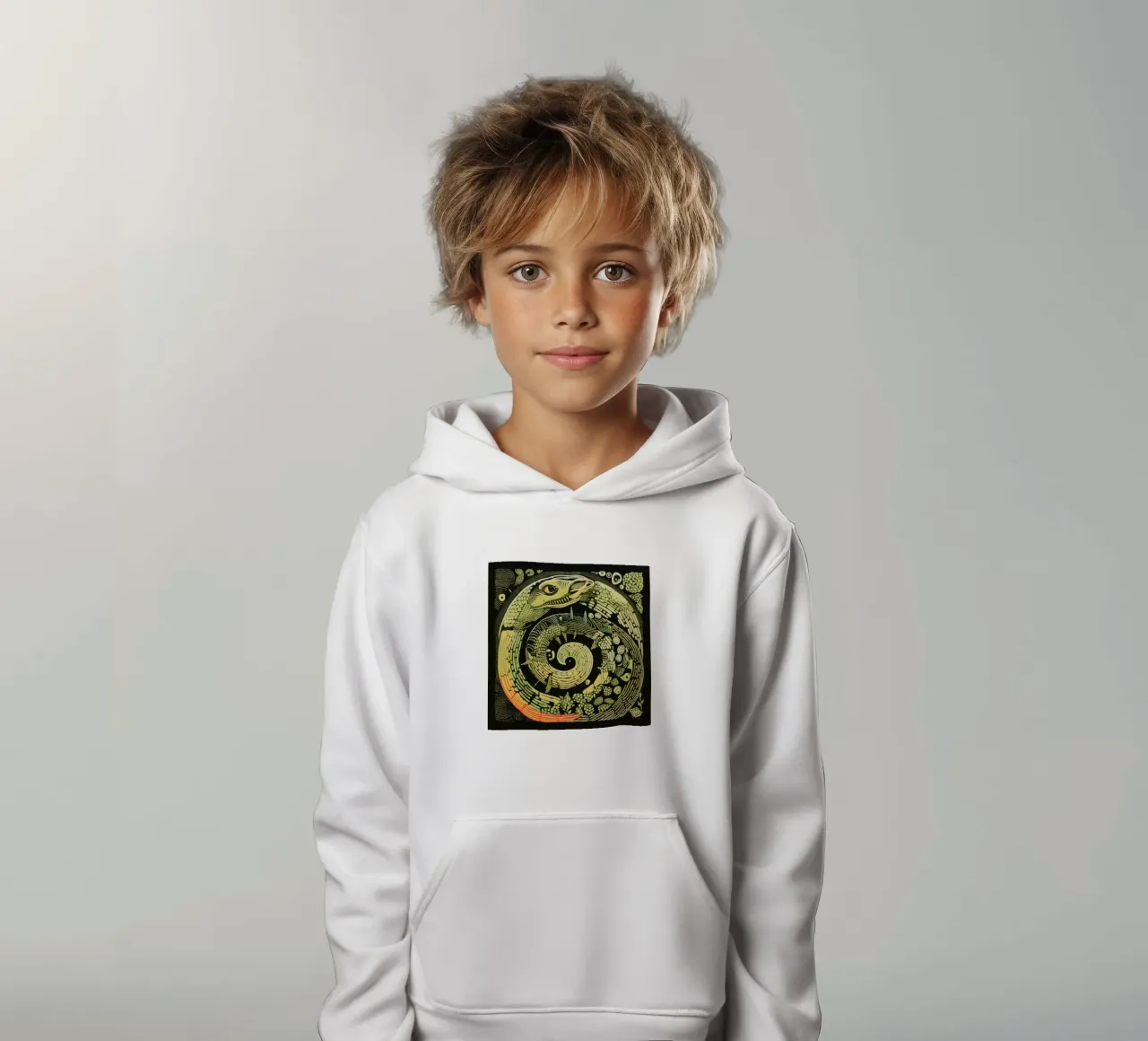 Grüne Python Kinder Hoodie von Minimal Animal Art
