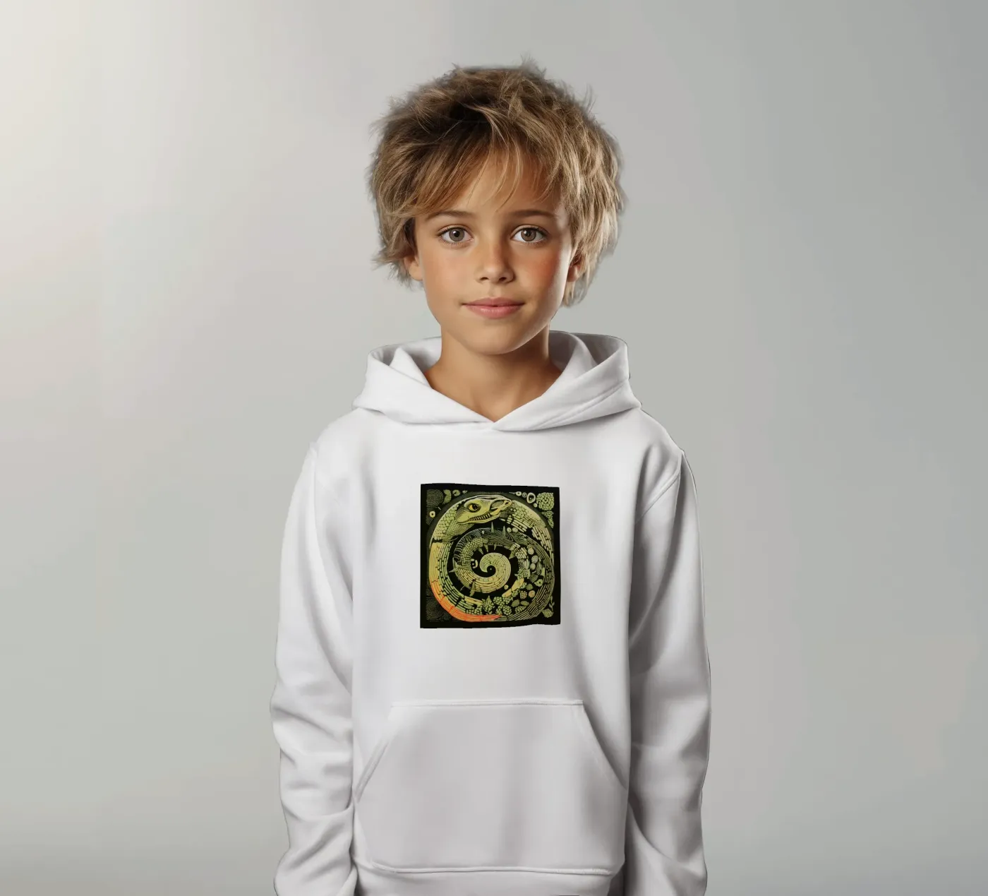 Green Python kinder hoodie van Minimal Animal Art