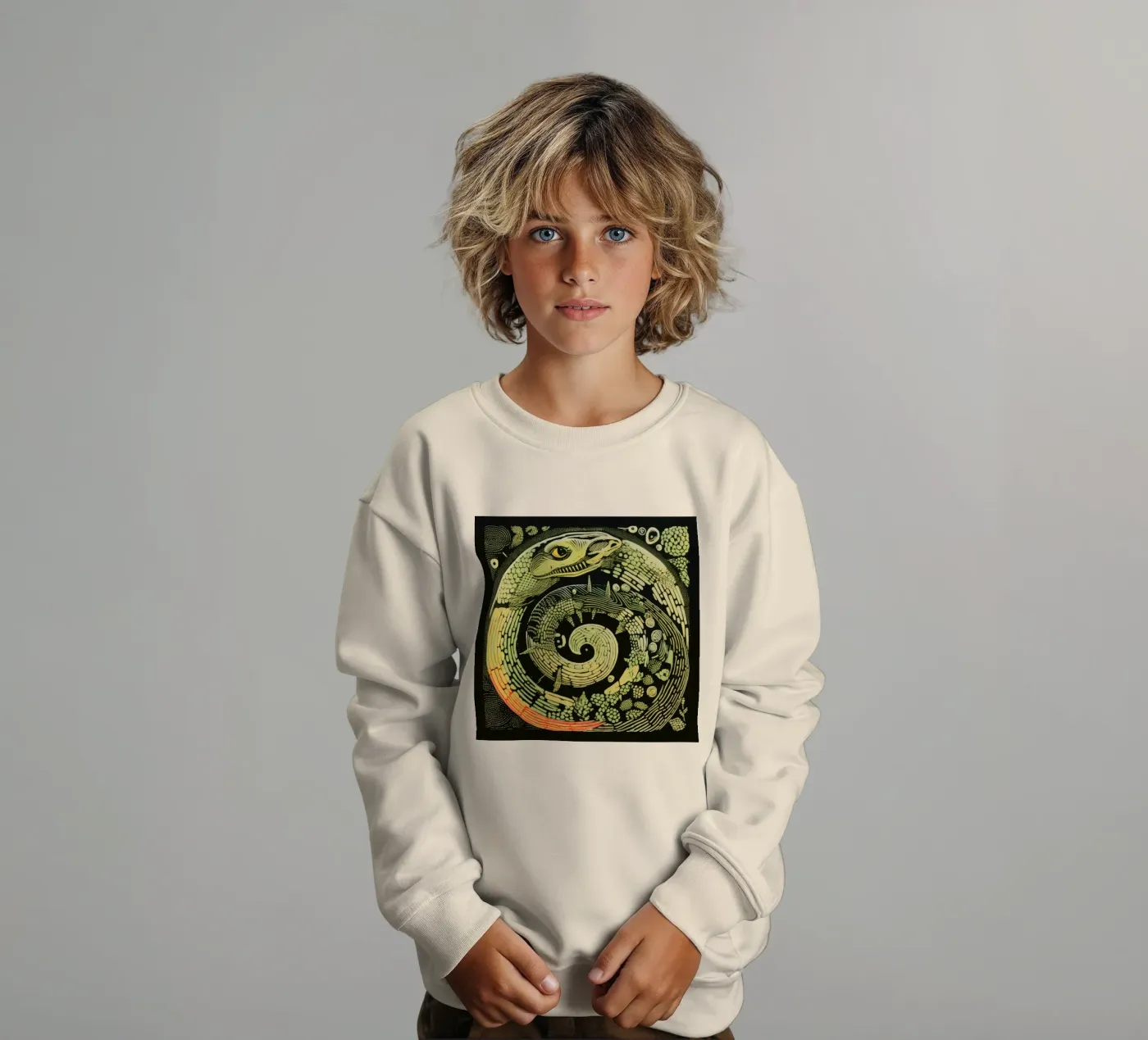Green Python Kinder Sweatshirt von Minimal Animal Art