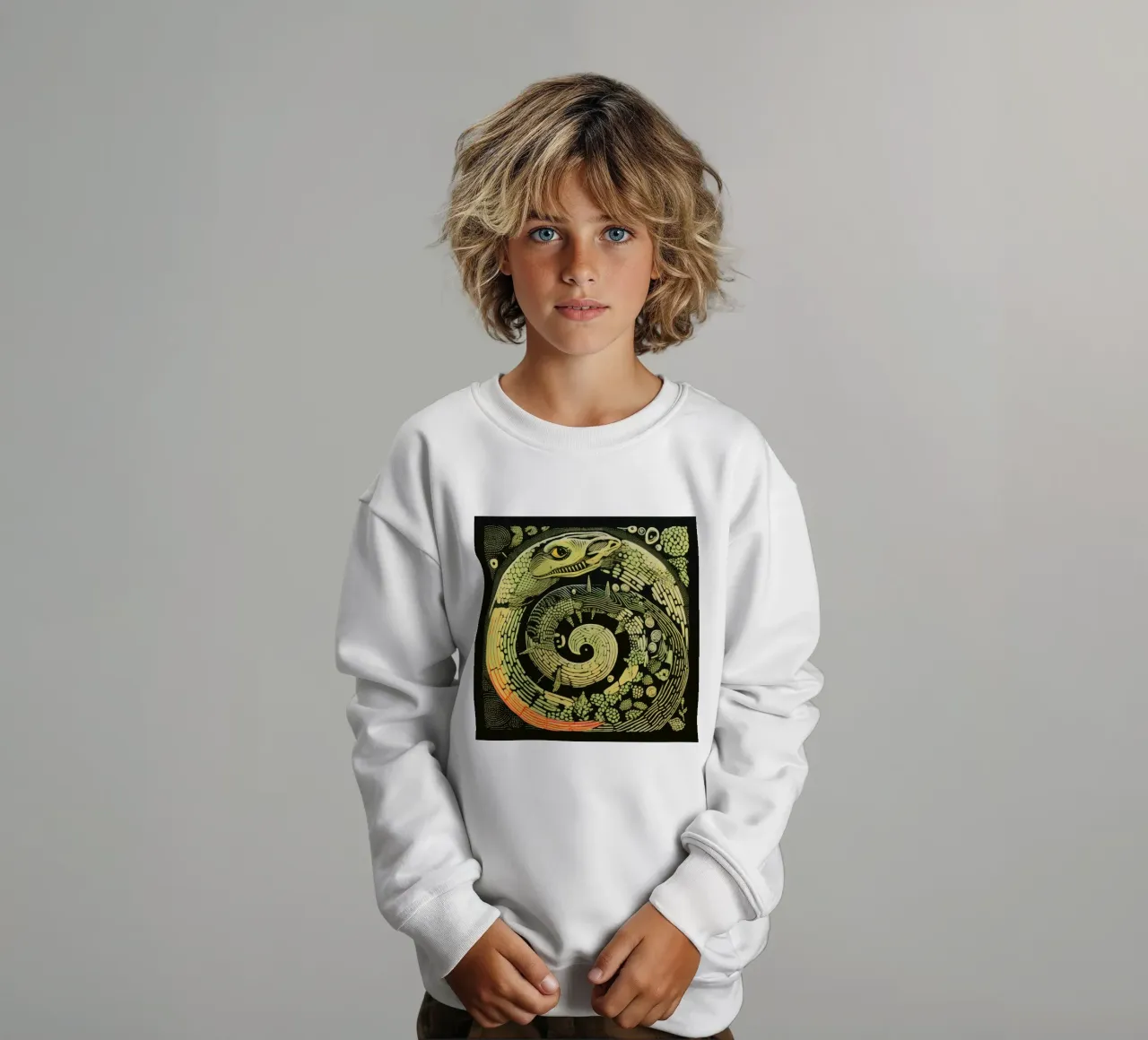 Green Python Kinder Sweatshirt von Minimal Animal Art