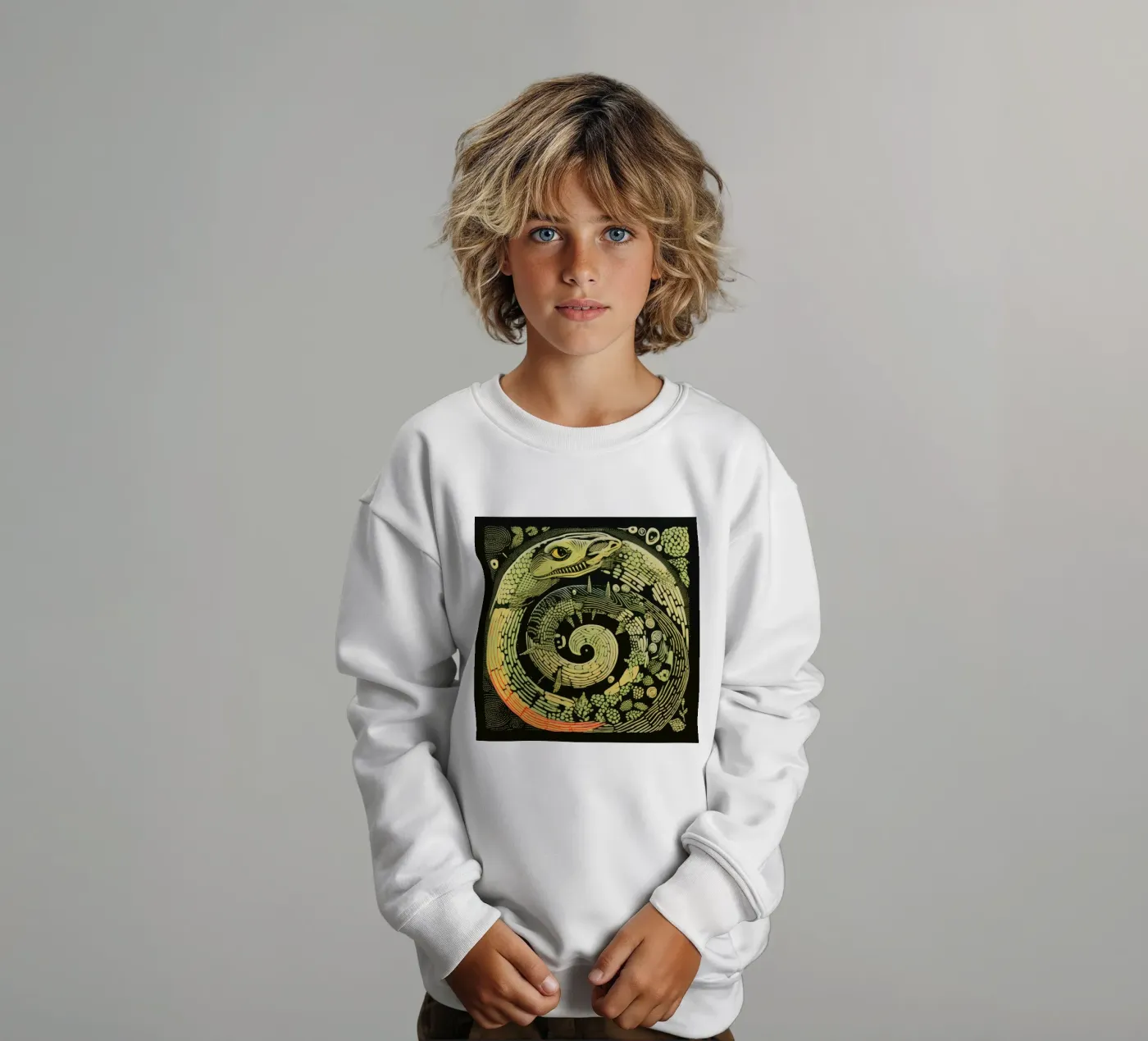 Green Python Kinder Sweatshirt von Minimal Animal Art