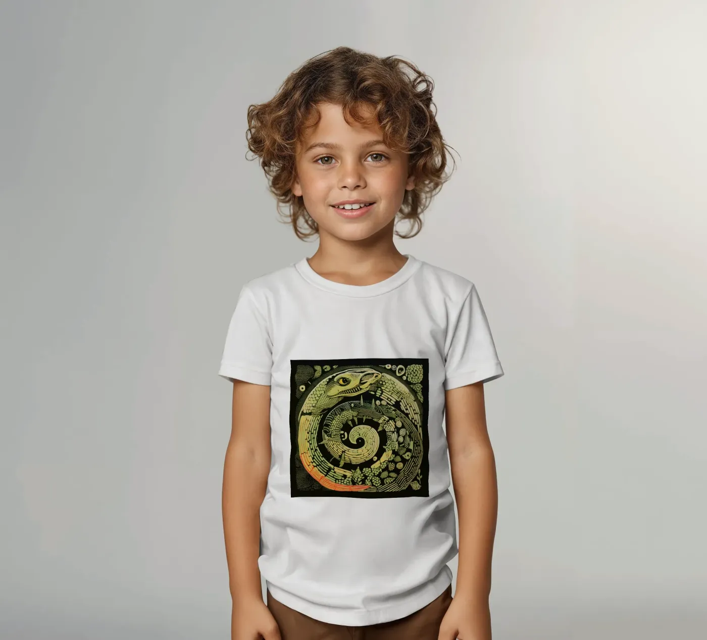 Python vert t-shirt enfant de Minimal Animal Art