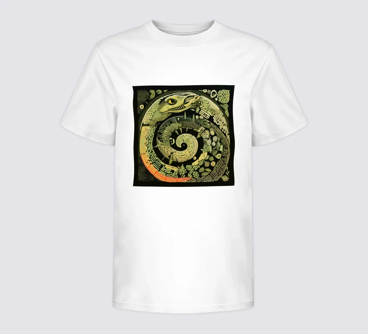 Green Python kids t-shirt by Minimal Animal Art