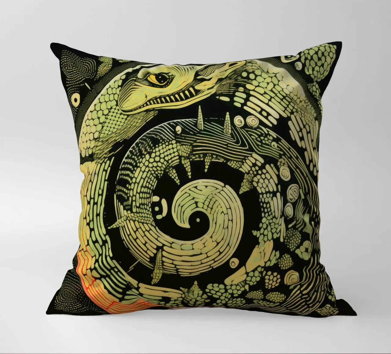 Python vert 3 coussin de Minimal Animal Art