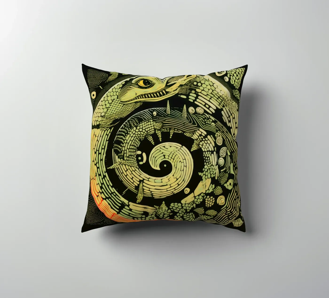 Green Python Kissen von Minimal Animal Art