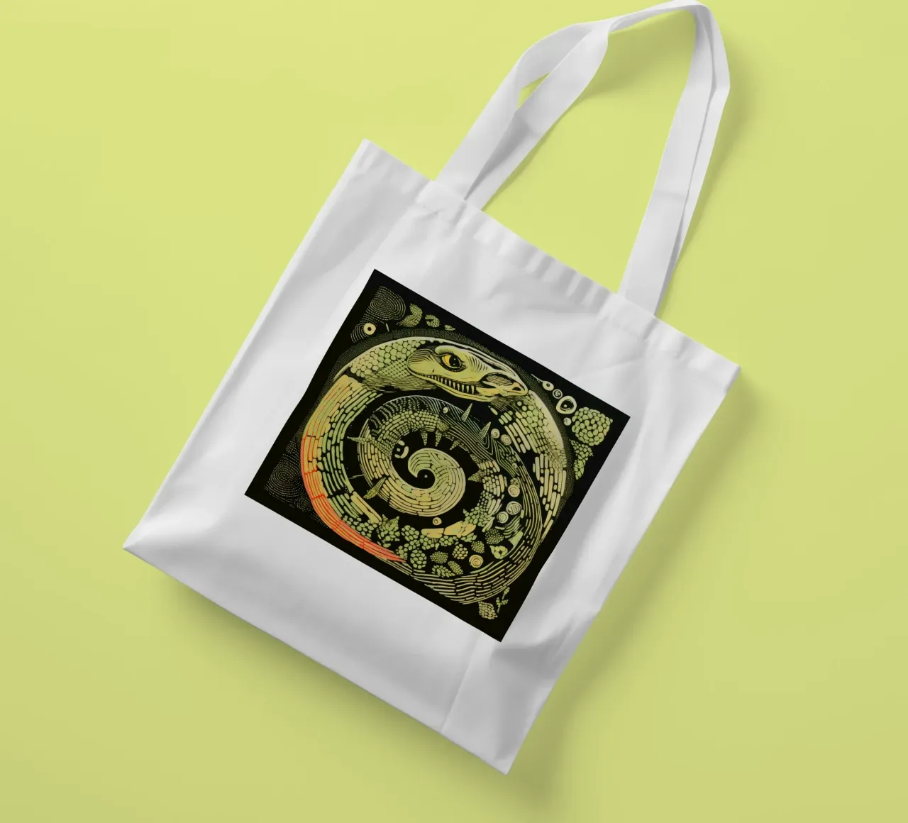 Python vert tote bag de Minimal Animal Art